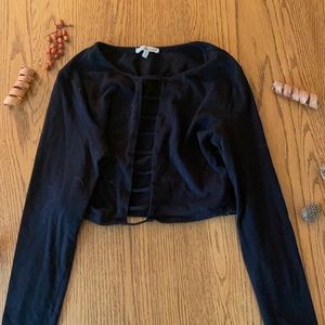 Charlotte Russe block cut out cropped shirt